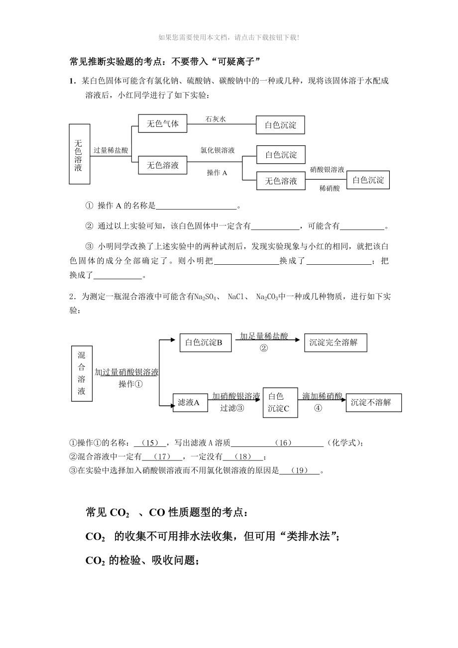 初三化学易错题难题Word版_第1页