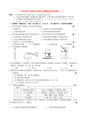 江苏省镇江市九年级化学网上阅卷适应性训练二无答案上科版