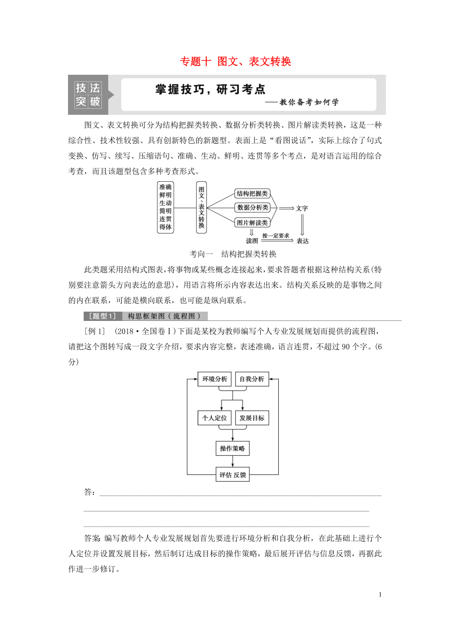 （浙江專用）2021版高考語文一輪復(fù)習(xí) 第1部分 專題十 圖文、表文轉(zhuǎn)換 2 技法突破教學(xué)案 蘇教版_第1頁