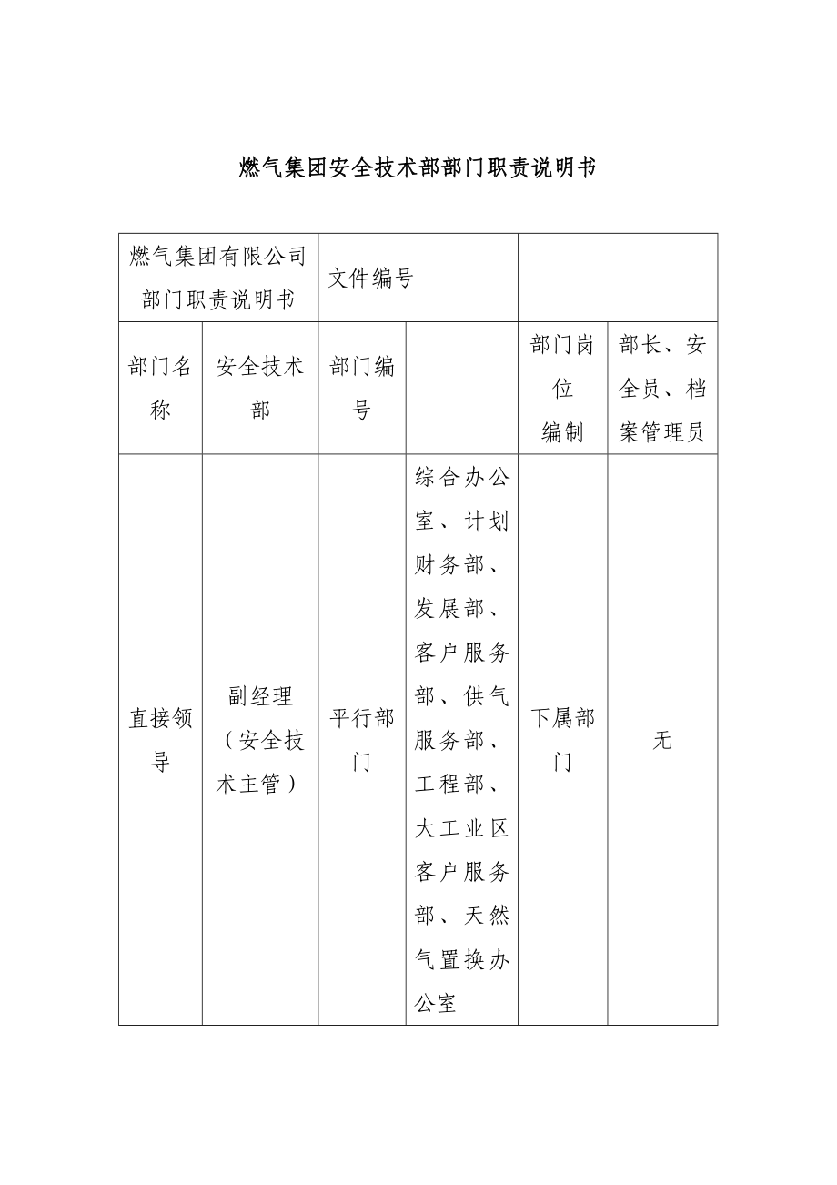 燃气集团安全技术部部门职责_第1页