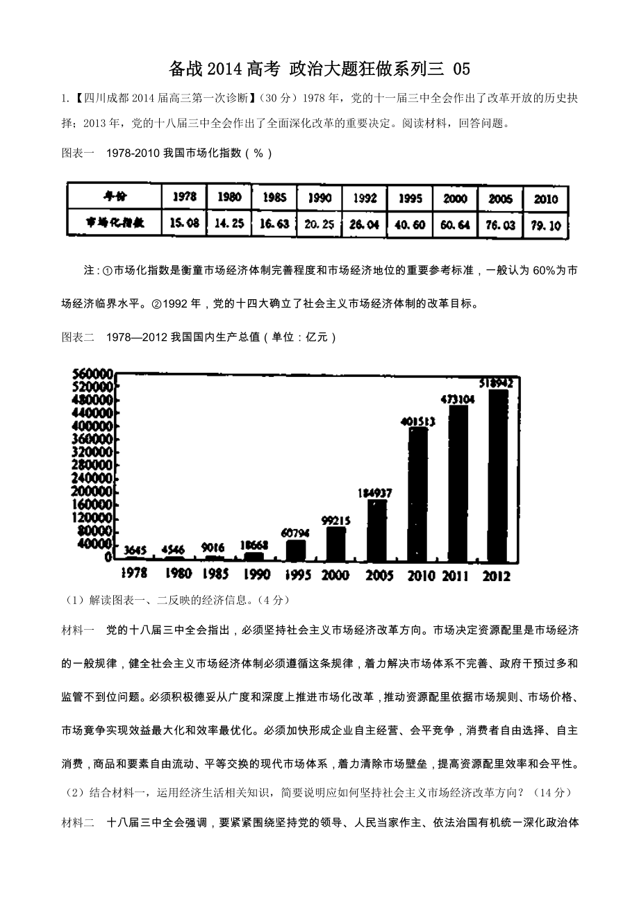 高考政治大題狂做系列05（第03期） Word版含解析（高考）_第1頁