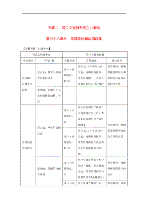 （浙江選考）2020版高考政治一輪復(fù)習(xí) 國(guó)家和國(guó)際組織常識(shí) 專(zhuān)題二 君主立憲制和民主共和制：以英國(guó)和法國(guó)為例 第三十八課時(shí) 英國(guó)政體和法國(guó)政體講義