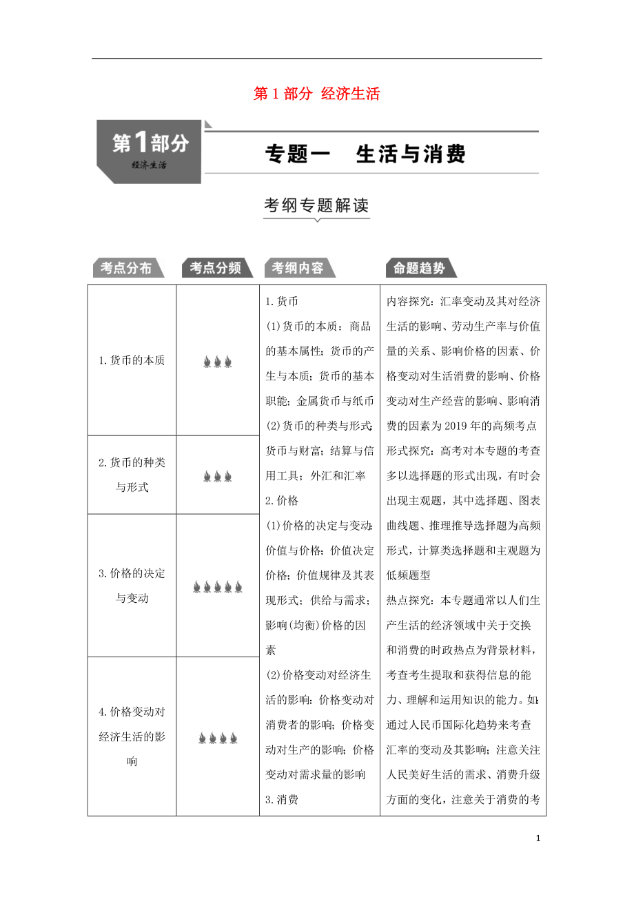 2019版高考政治一輪復(fù)習（A版）第1部分 經(jīng)濟生活模塊綜合提升 新人教版_第1頁