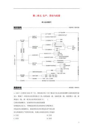 （全國通用版）2018-2019學(xué)年高中政治 第二單元 生產(chǎn)、勞動與經(jīng)單元總結(jié)提升 新人教版必修1