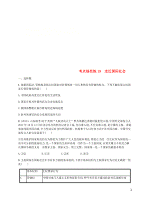 （廣西）2020版高考政治一輪復(fù)習(xí) 第4單元 當(dāng)代國際社會 考點規(guī)范練19 走近國際社會 新人教版必修2