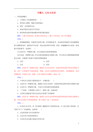 2018-2019年高考政治學(xué)業(yè)水平測(cè)試一輪復(fù)習(xí) 專題九 文化與生活（含解析）