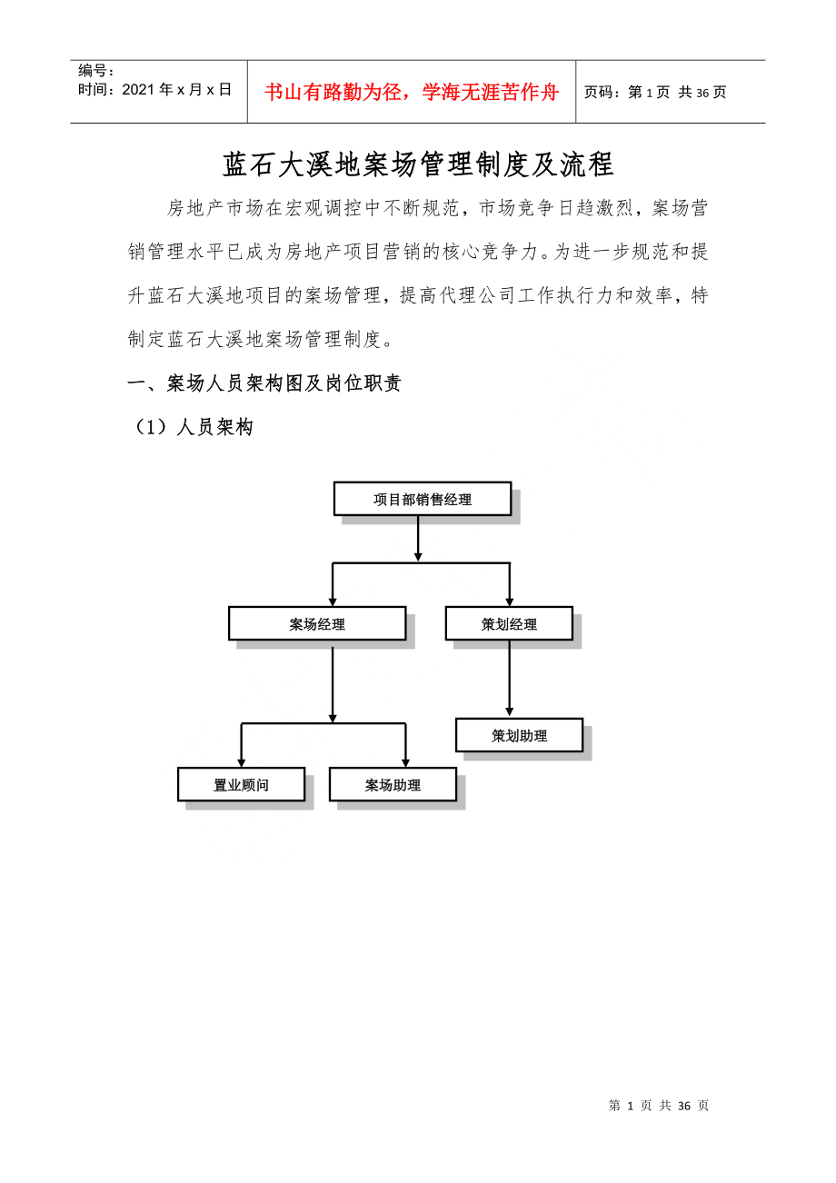 某置业有限公司案场管理制度及流程培训教材_第1页