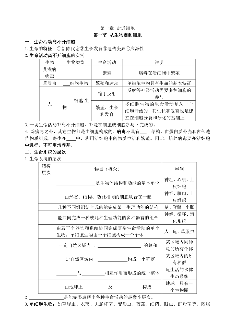 《第一章走進(jìn)細(xì)胞》測試題含答案_第1頁