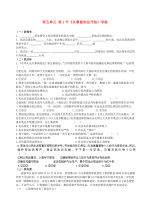 浙江省平湖市全塘中学八年级政治下册第五单元第1节从尊重宪法开始学案