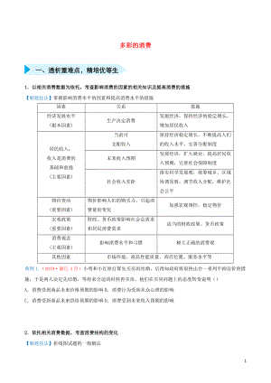 2020屆高三政治 精準(zhǔn)培優(yōu)專練三 多彩的消費(fèi)（含解析）