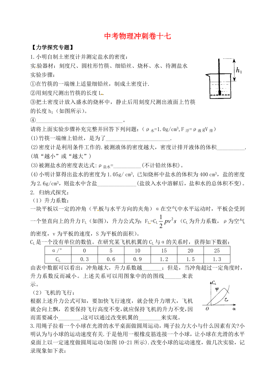 湖北省孝感市孝南区肖港初级中学2013届中考物理冲刺卷十七_第1页