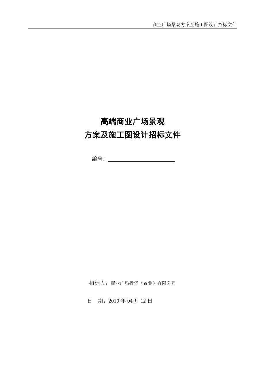 某商业广场景观方案及施工图设计招标文件_第1页