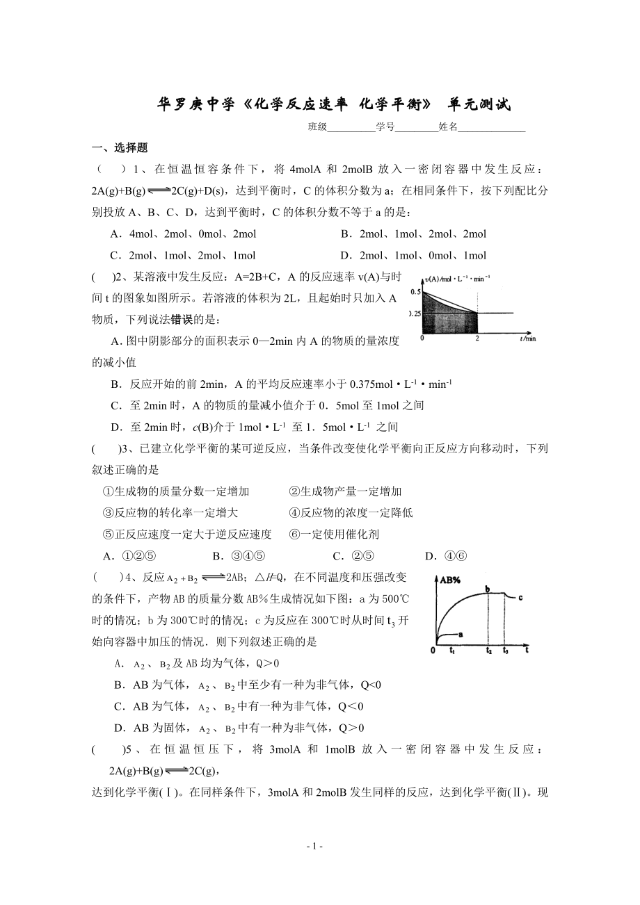 n華羅庚中學《化學反應速率化學平衡》_第1頁