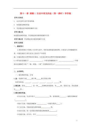 九年級化學(xué)下冊 第十一章 課題1 生活中常見的鹽導(dǎo)學(xué)案（無答案） 新人教版