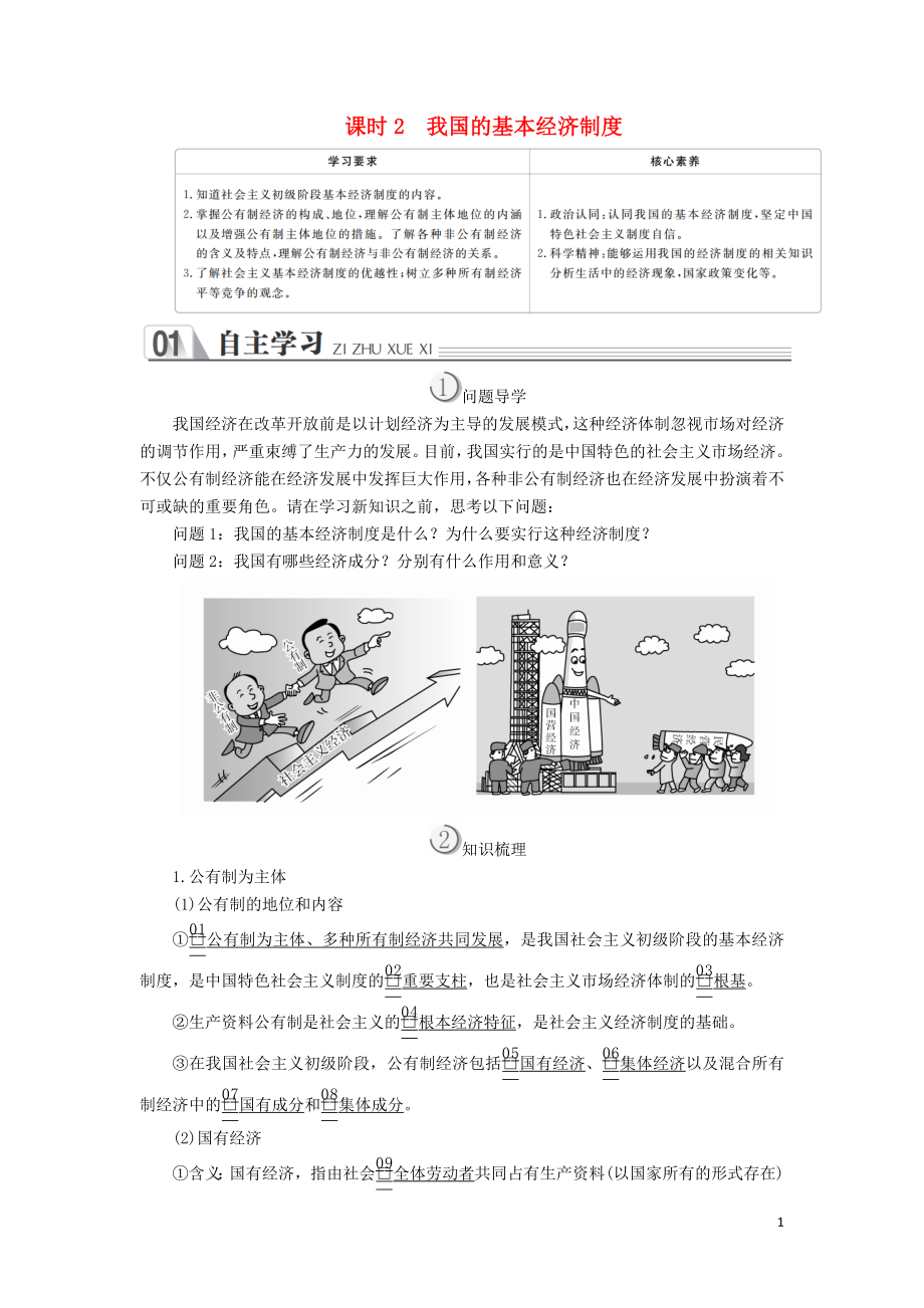 2019-2020學(xué)年高中政治 第二單元 生產(chǎn)勞動與經(jīng)營 第四課 生產(chǎn)與經(jīng)濟制度 課時2 我國的基本經(jīng)濟制度學(xué)案 新人教版必修1_第1頁