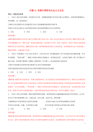 （2010-2019）十年高考政治真題分類匯編 專題12 發(fā)展中國特色社會主義文化（含解析）