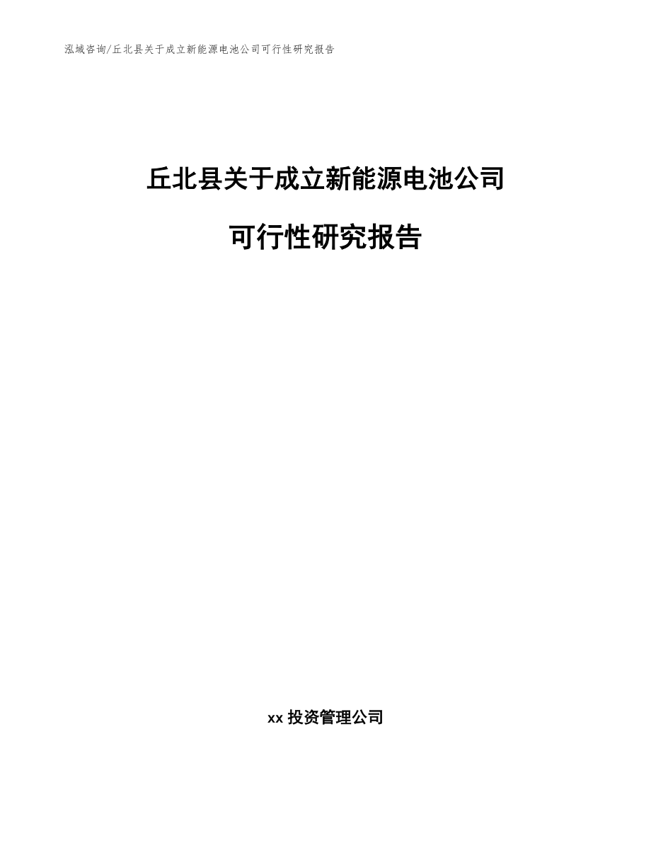 丘北县关于成立新能源电池公司可行性研究报告范文模板_第1页