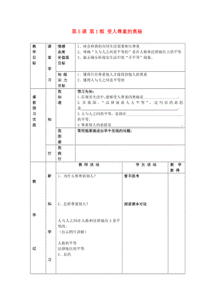 江蘇省大豐市劉莊鎮(zhèn)三圩初級(jí)中學(xué)七年級(jí)政治上冊(cè)第5課第1框受人尊重的奧秘教案蘇教版