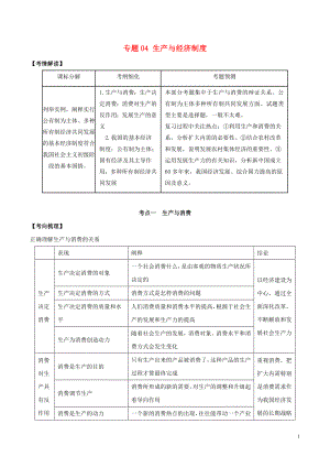 2019年高考政治題典 專題04 生產與經濟制度（含解析）