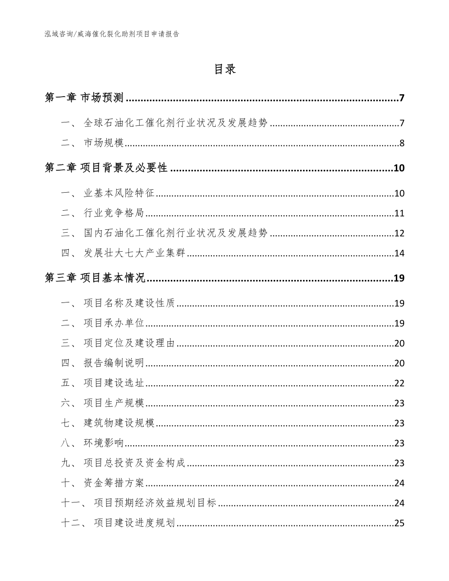 威海催化裂化助剂项目申请报告_范文参考_第1页