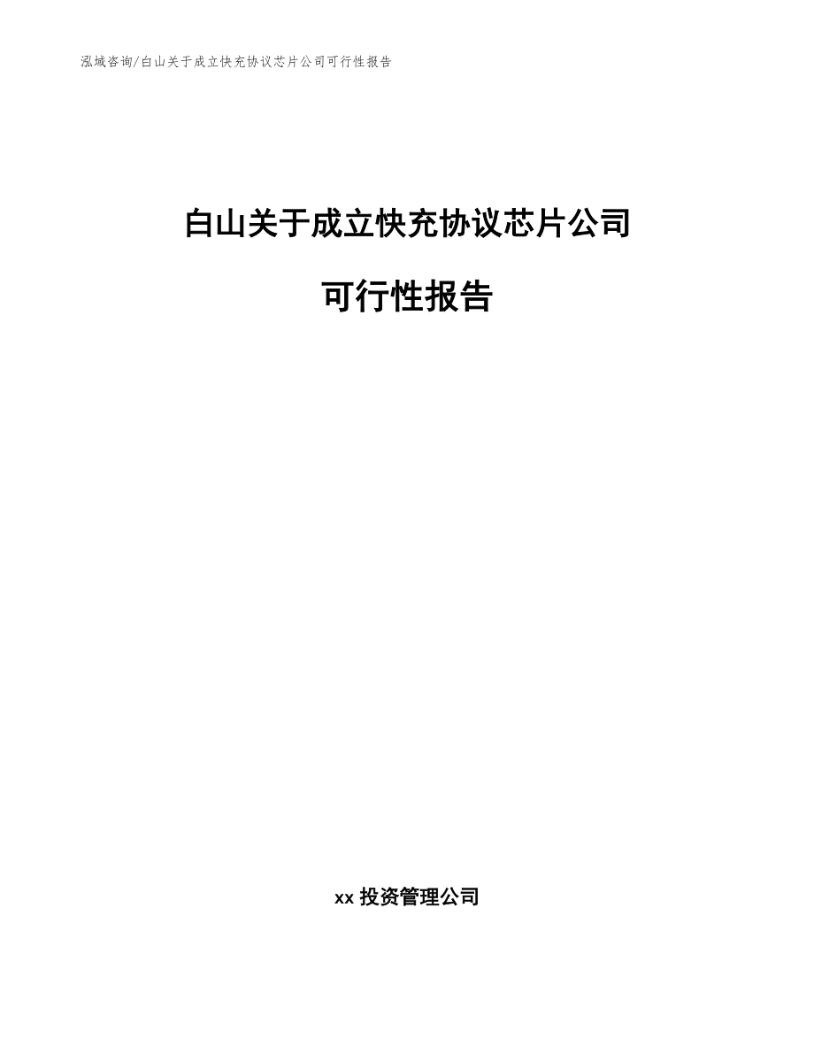 白山关于成立快充协议芯片公司可行性报告参考模板_第1页