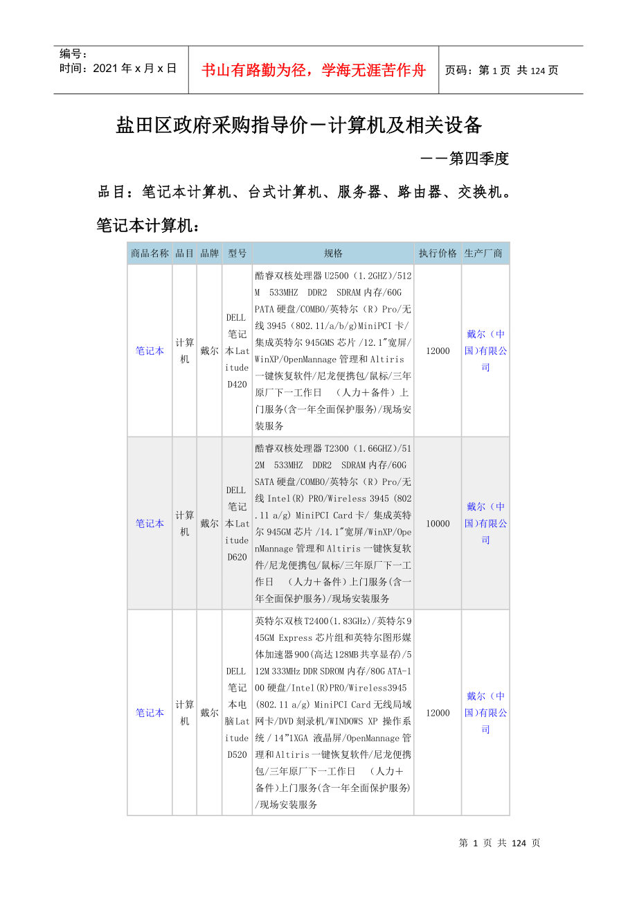 盐田区政府采购指导价-计算机及相关设备_第1页