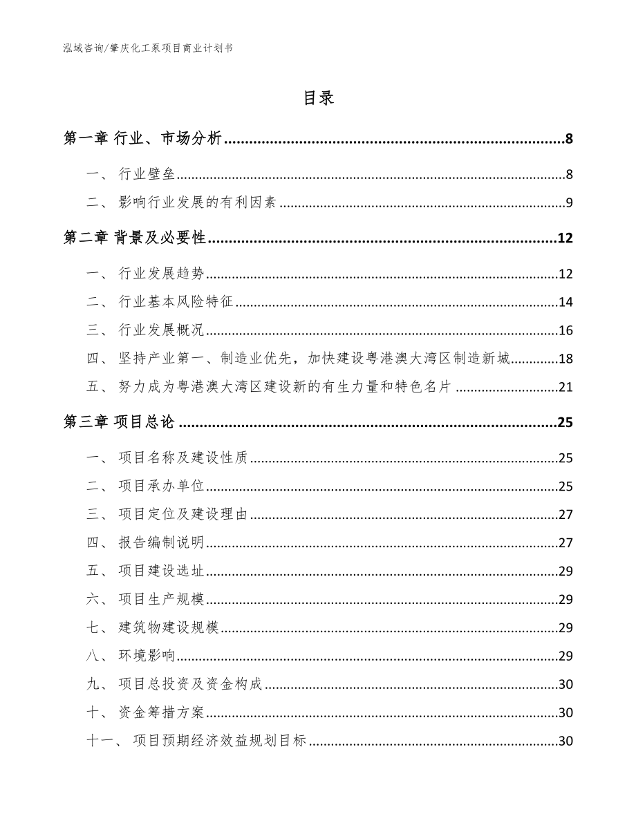 肇庆化工泵项目商业计划书【范文】_第1页