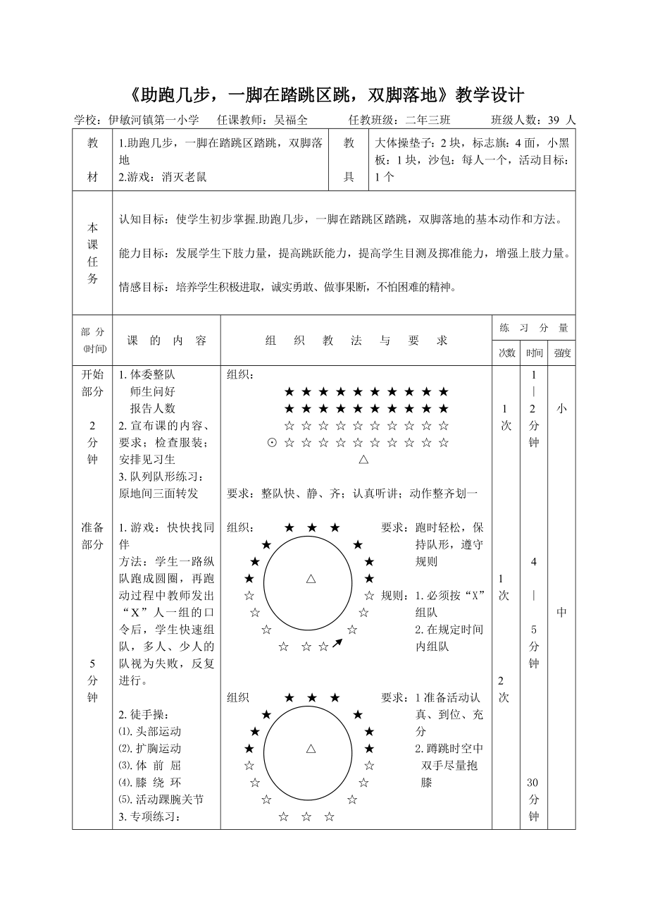 《助跑几步一脚在踏跳区踏跳双脚落地》教学设计_第1页