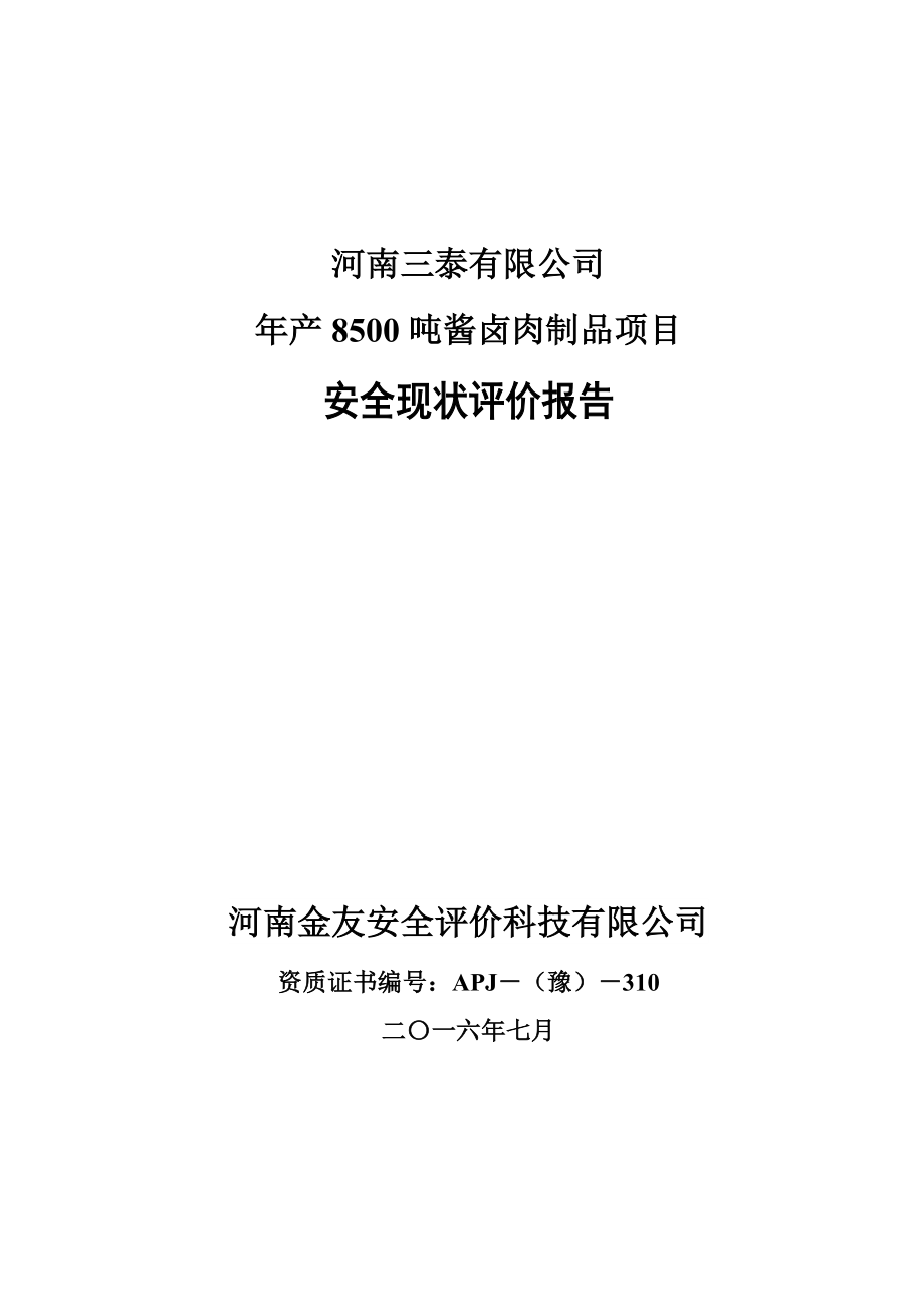 河南三泰安全现状评价报告(报审1)_第1页