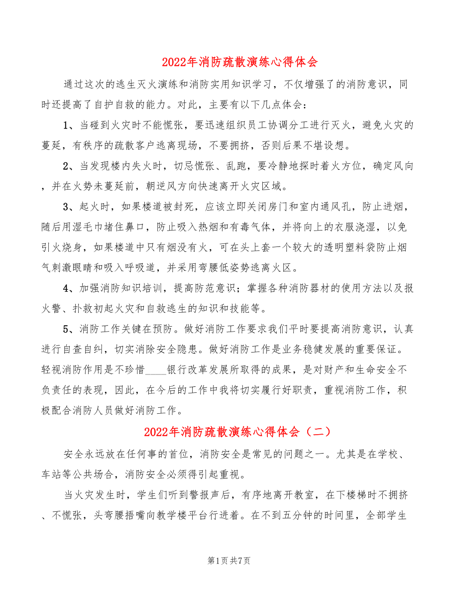 2022年消防疏散演练心得体会_第1页