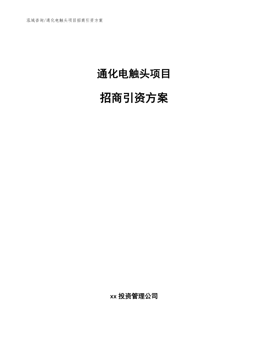 通化电触头项目招商引资方案模板_第1页