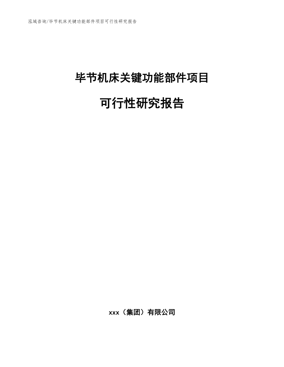 毕节机床关键功能部件项目可行性研究报告【参考模板】_第1页