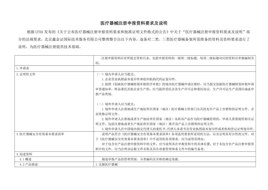 二类及三类医疗器械注册申报资料要求及说明_第1页