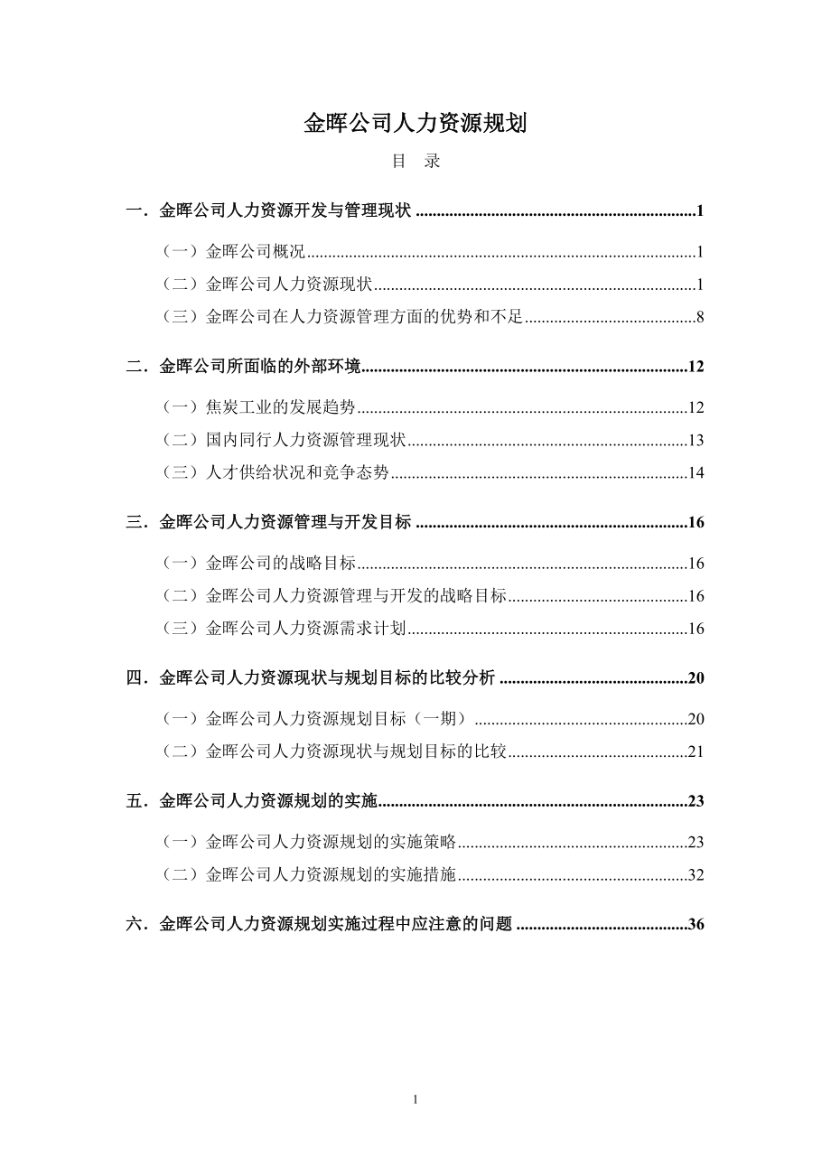 某某公司人力资源规划方案实施策略_第1页