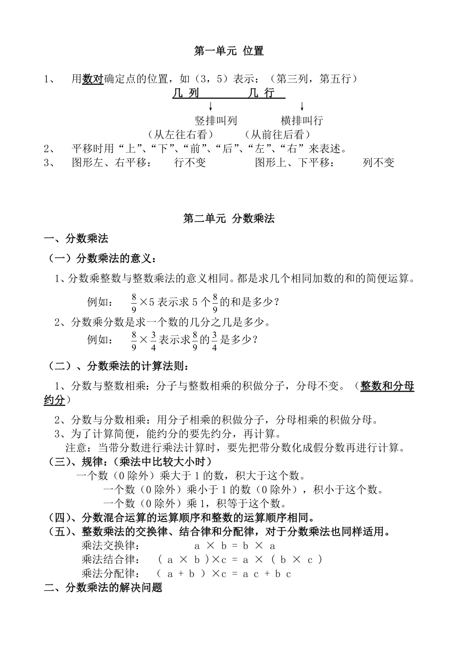 新人教版《数学》第十一册各单元重点知识点归类整理_第1页