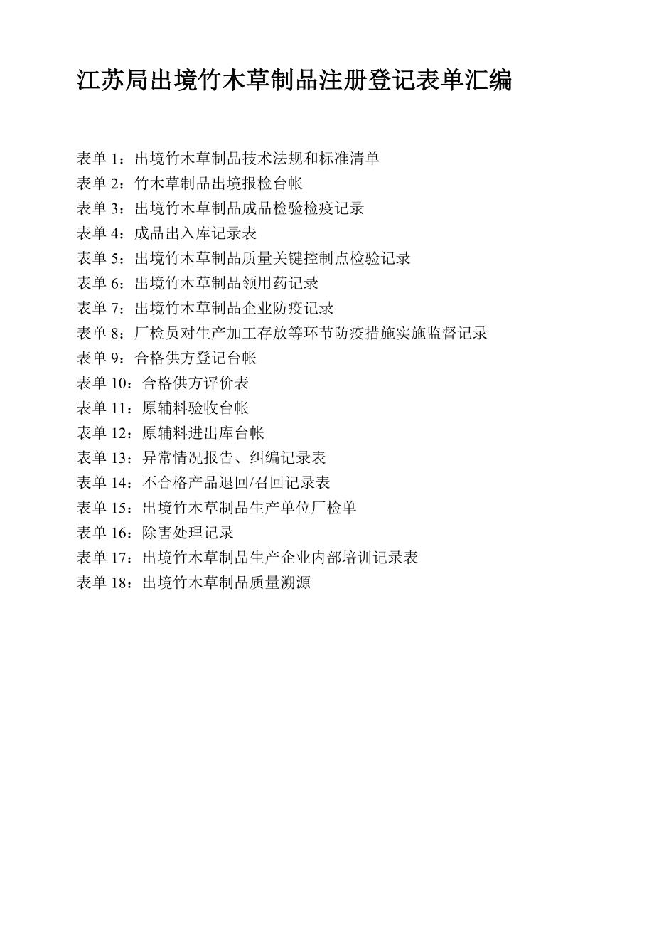 江苏局出境竹木草制品注册登记表单汇编_第1页