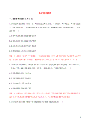 （江蘇專用）2020版高考歷史總復習 第六單元 古代中國的經濟單元闖關檢測 人民版