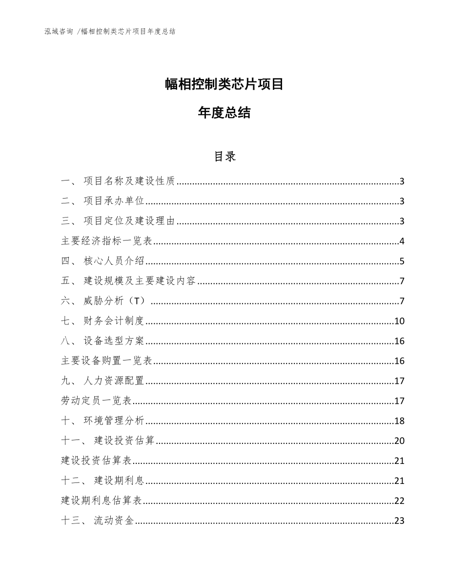 幅相控制类芯片项目年度总结-（模板参考）_第1页