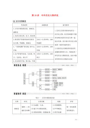 （江蘇專用）2020版高考?xì)v史大二輪復(fù)習(xí) 板塊六 選考內(nèi)容 第19講 中外歷史人物評說練習(xí)