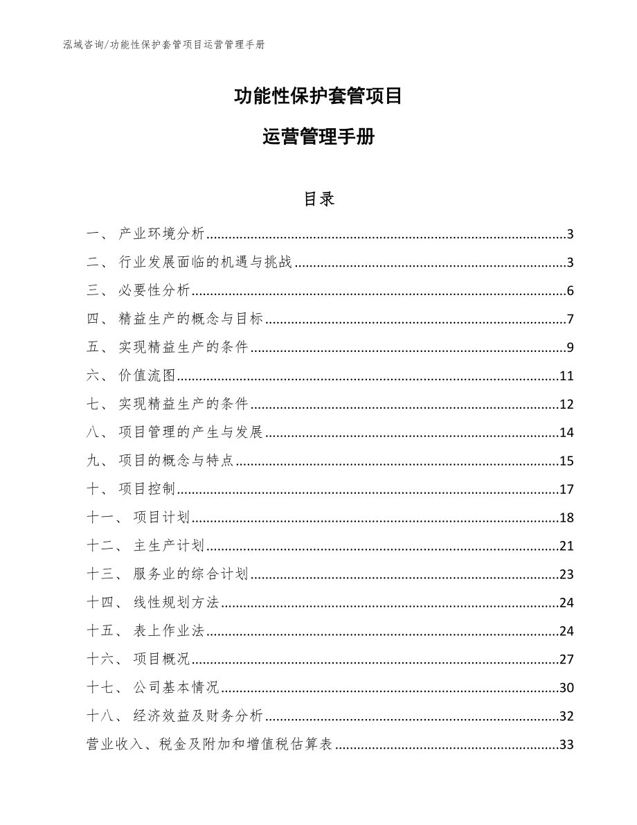 功能性保护套管项目运营管理总结_第1页