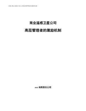 商业遥感卫星公司高层管理者的激励机制