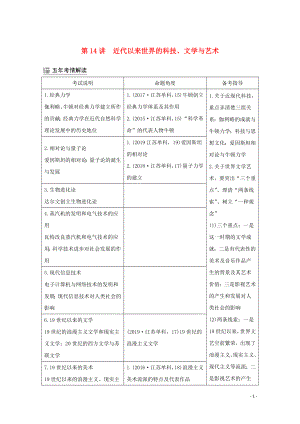 （江蘇專用）2020版高考?xì)v史大二輪復(fù)習(xí) 板塊四 現(xiàn)代世界 第14講 近代以來世界的科技、文學(xué)與藝術(shù)練習(xí)