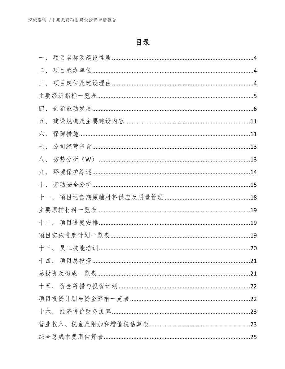 中藏羌药项目建设投资申请报告_第1页