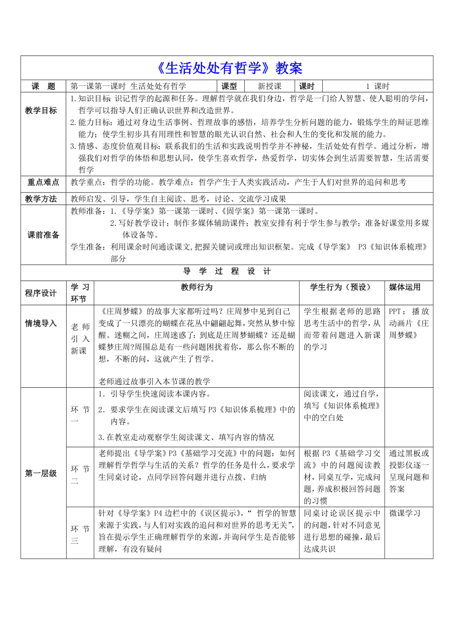 85修4第一单元1[1]1《生活处处有哲学》教案_第1页