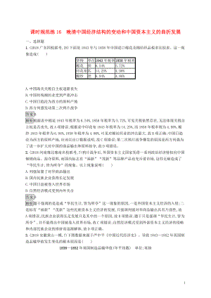 （通史版）2020版高考歷史大一輪復(fù)習 專題五 近代中國資本主義的曲折發(fā)展和中國近現(xiàn)代社會生活的變遷 課時規(guī)范練16 晚清我國經(jīng)濟結(jié)構(gòu)的變動和中國資本主義的曲折發(fā)展